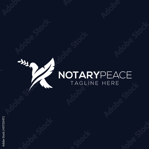 Pigeon and pen logo design template with minimalist style