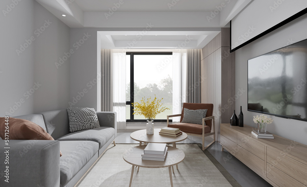 Fototapeta premium luxury modern interior of living room.3D illustration