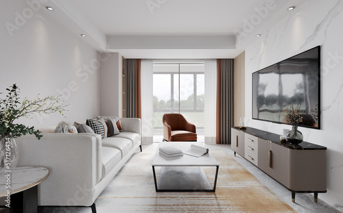 luxury modern interior of living room.3D illustration
