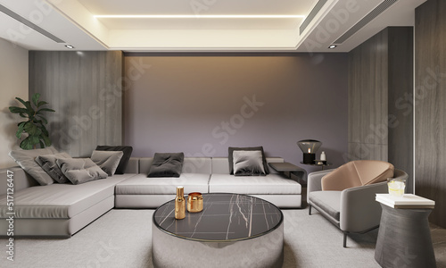 Luxury Interior of living room. 3D illustration