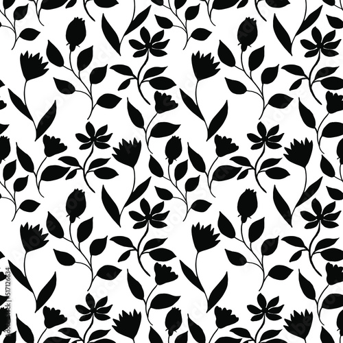 Vector pattern silhouettes of flowers. Pattern for printing on paper and fabric.
