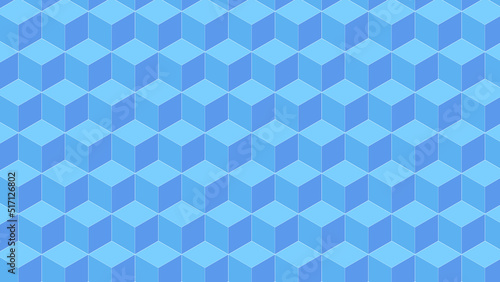たくさんの立方体が続くパターン 水色 16：9