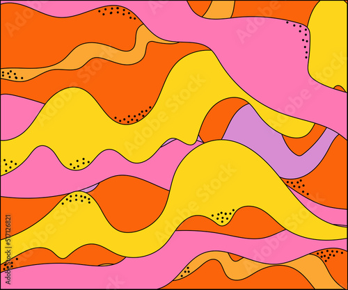 pattern of abstract chaotic multicolored wavy lines