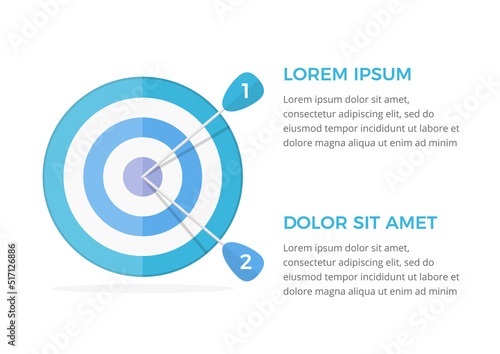 Target with two arrows, two steps or options infographics