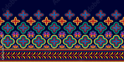 Abstract motif ethnic seamless pattern design. Aztec fabric carpet mandala ornaments textile decorations wallpaper. Tribal boho native turkey African traditional embroidery vector background 