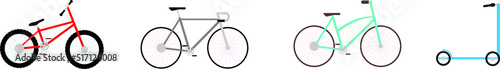 Bike, scooter. Wheel devices for sports on a white background