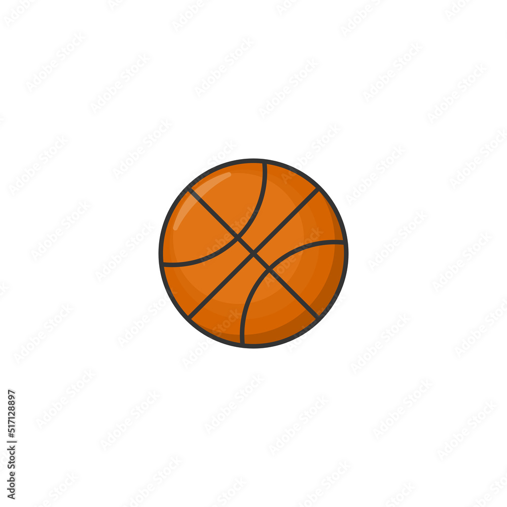 Cartoon basketball vector icon on white background