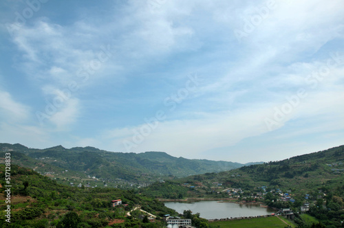 landscape with mountains and clouds