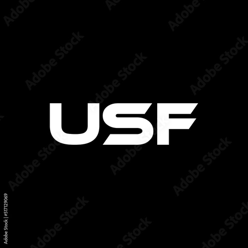 USF letter logo design with black background in illustrator, vector logo modern alphabet font overlap style. calligraphy designs for logo, Poster, Invitation, etc.