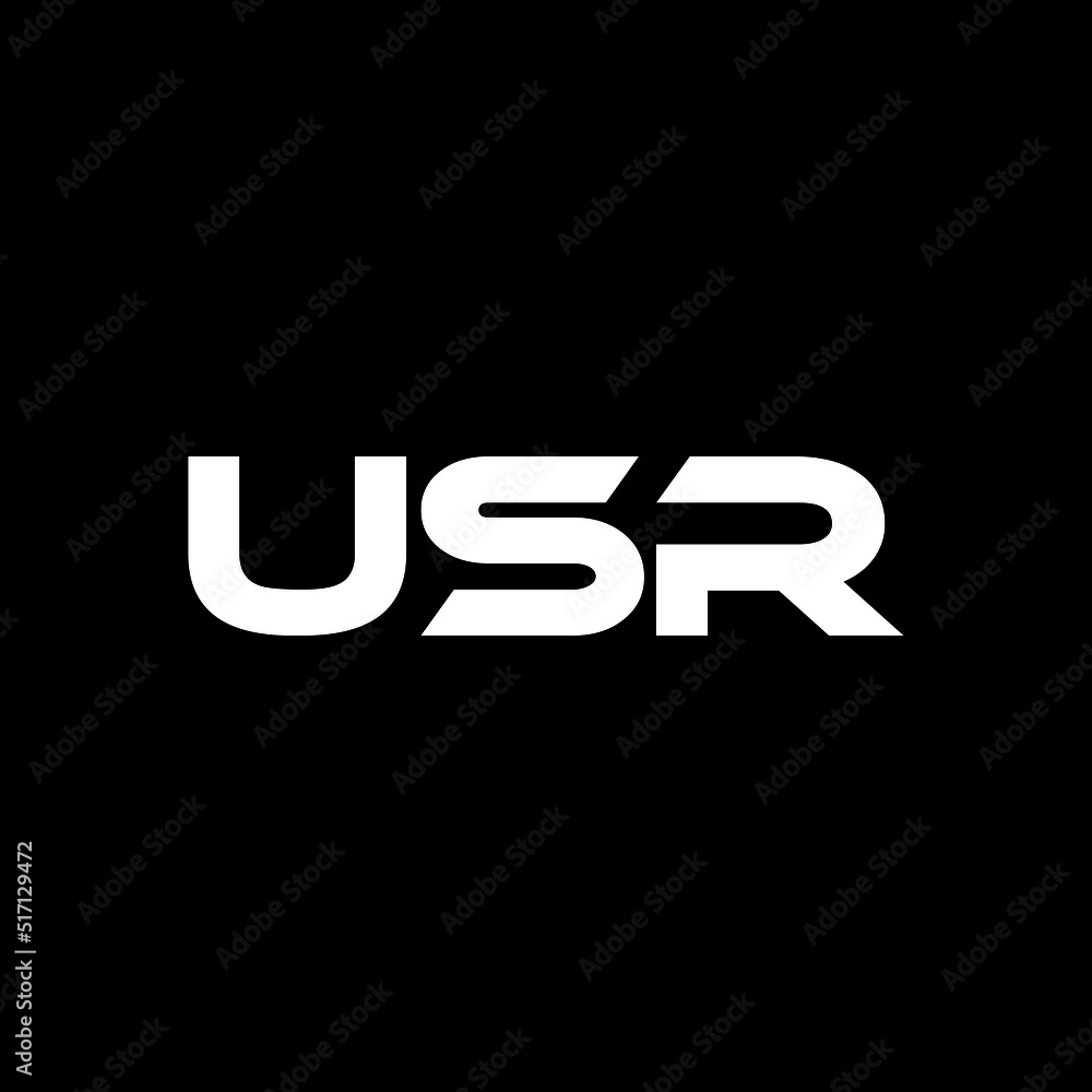 USR letter logo design with black background in illustrator, vector logo modern alphabet font overlap style. calligraphy designs for logo, Poster, Invitation, etc.