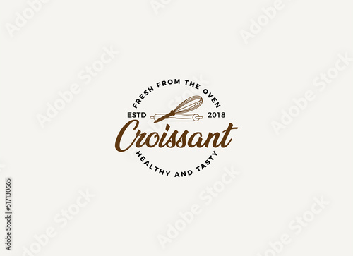 Fresh bread and bakery logo design concept. Croissant bakery logo