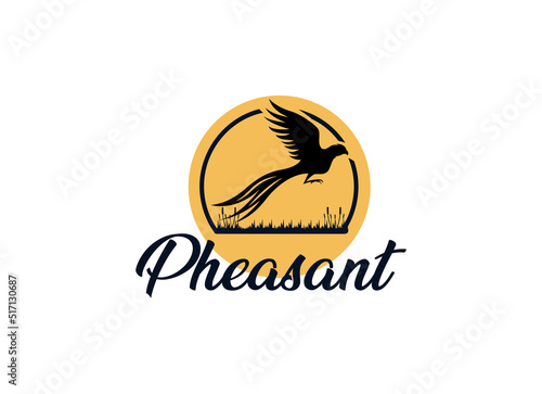 Beauty Flying Pheasant Silhouette Logo design 