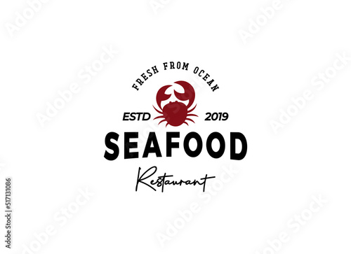 Fototapeta Naklejka Na Ścianę i Meble -  Seafood restaurant logo design template. Seafood restaurant label. 