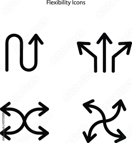 flexibility icons isolated on white background. flexibility icon thin line outline linear flexibility symbol for logo, web, app, UI. flexibility icon simple sign. 