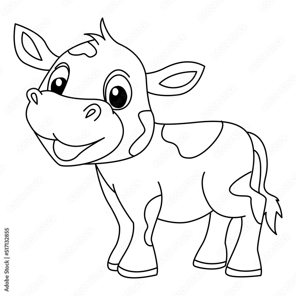 Cute cow cartoon coloring page illustration vector. For kids coloring