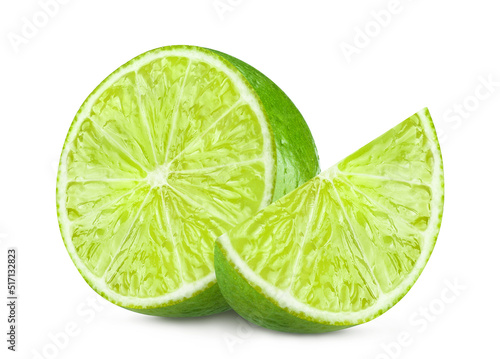 Delicious limes, isolated on white background
