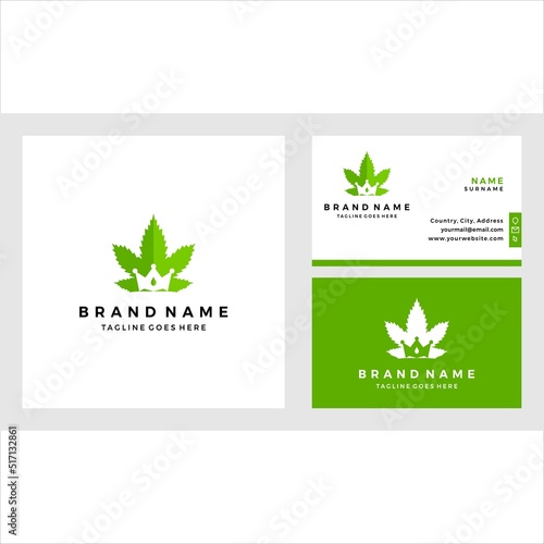 King cannabis logo template with business card design