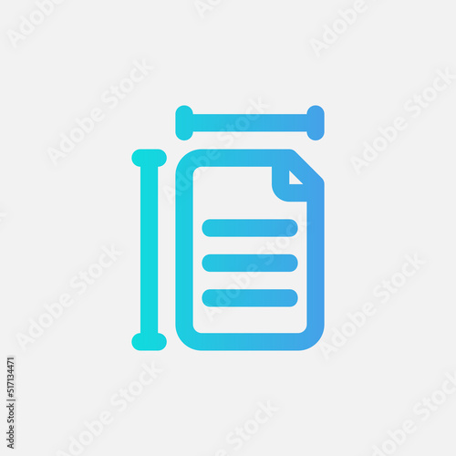 Paper size icon in gradient style about text editor, use for website mobile app presentation