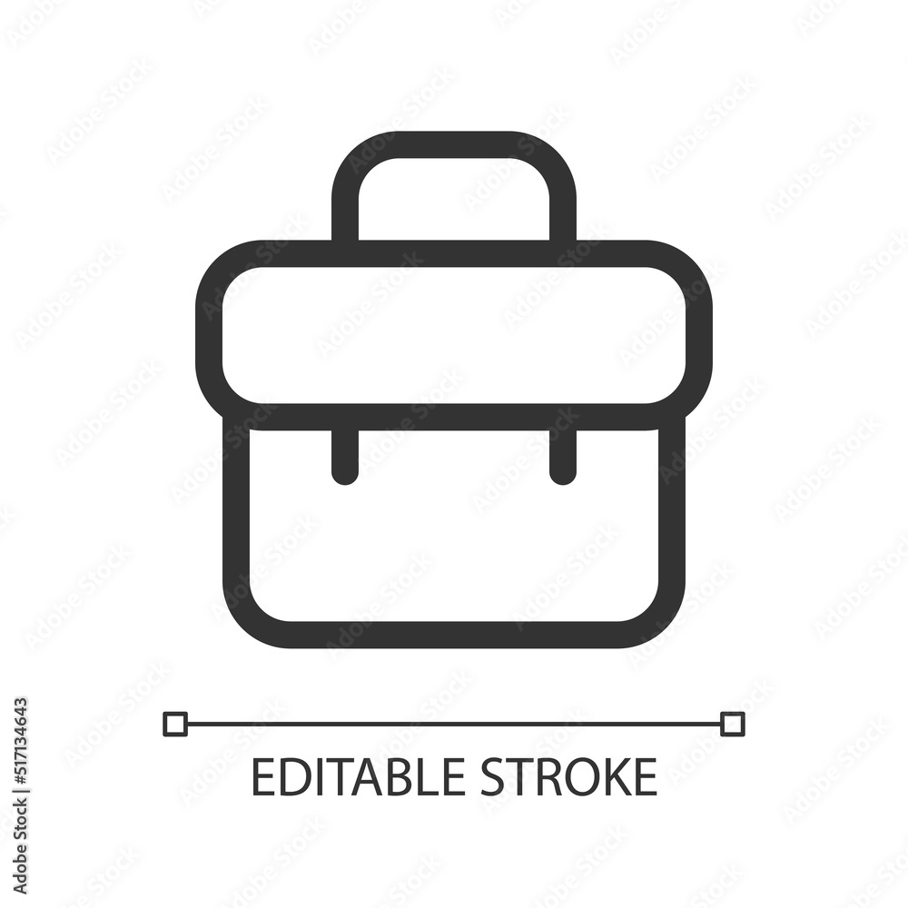 Business case pixel perfect linear ui icon. Employment. Commerce, marketing. Travel luggage. GUI, UX design. Outline isolated user interface element for app and web. Editable stroke. Arial font used Business case pixel perfect linear ui icon. Employment. Commerce, marketing. Travel luggage. GUI, UX design. Outline isolated user interface element for app and web. Editable stroke. Arial font used