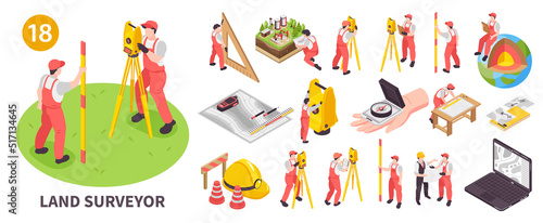 Isometric Engineer Surveyor Set