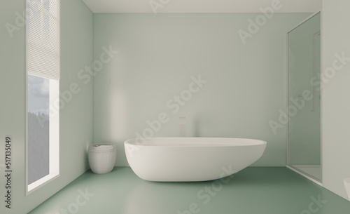 . Bathroom interior bathtub. 3D rendering.