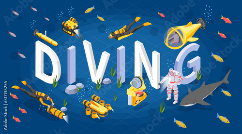 Diving Word Isometric Composition