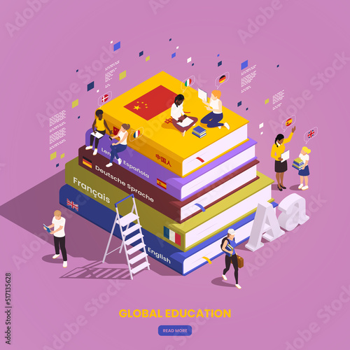 Books Stack Students Composition