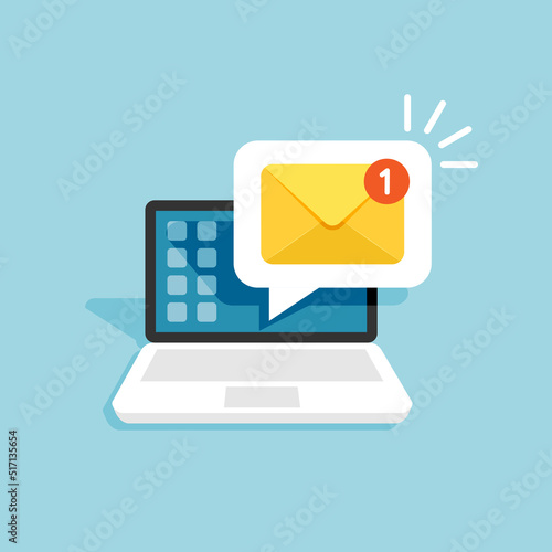 Email sending icon in flat style. Envelope receive vector illustration on isolated background. Mailbox notification sign business concept.