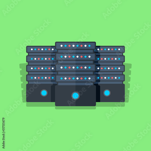 Data center icon in flat style. Computer datacenter vector illustration on isolated background. Storage cloud sign business concept.