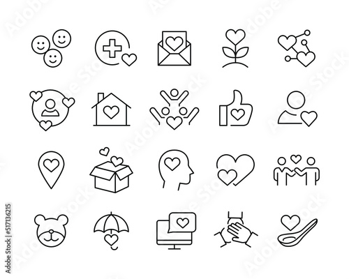Charity Icons - Vector Line. Editable Stroke. 