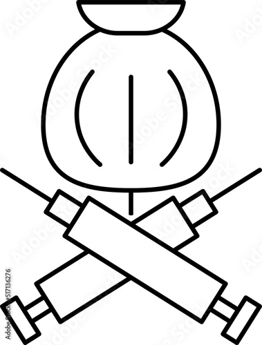 opiate addiction sign, overdose concept. Black line logo vector illustration
