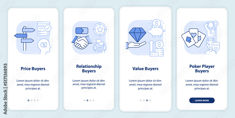 Dealing with customers light blue onboarding mobile app screen. Walkthrough 4 steps editable graphic instructions with linear concepts. UI, UX, GUI template. Myriad Pro-Bold, Regular fonts used Dealing with customers light blue onboarding mobile app screen. Walkthrough 4 steps editable graphic instructions with linear concepts. UI, UX, GUI template. Myriad Pro-Bold, Regular fonts used