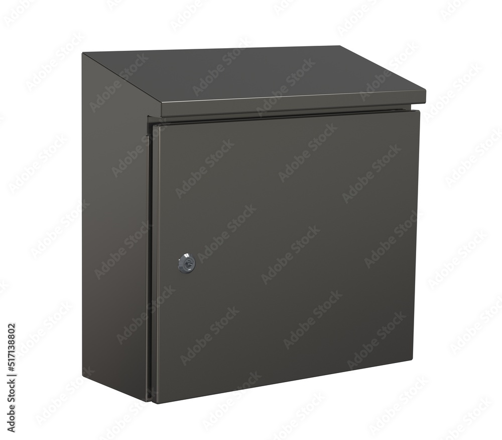 Industrial enclosure stainless steel material 3D illustration isolated on white background