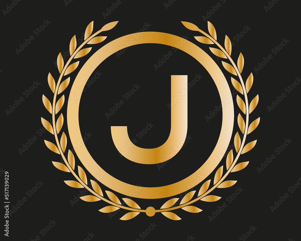 J Gold Letter Design Vector with Golden Luxury Colors and Monogram ...