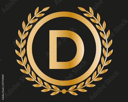 D Gold Letter Design Vector with Golden Luxury Colors and Monogram Design