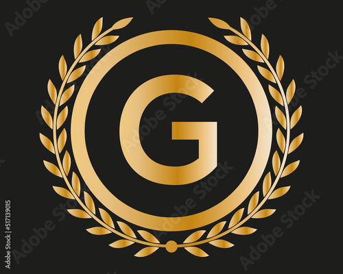 G Gold Letter Design Vector with Golden Luxury Colors and Monogram Design