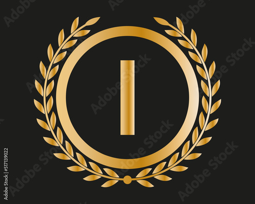 I Gold Letter Design Vector with Golden Luxury Colors and Monogram Design