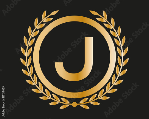 J Gold Letter Design Vector with Golden Luxury Colors and Monogram Design