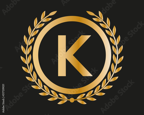 K Gold Letter Design Vector with Golden Luxury Colors and Monogram Design