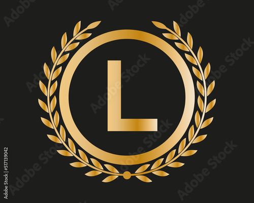 L Gold Letter Design Vector with Golden Luxury Colors and Monogram Design