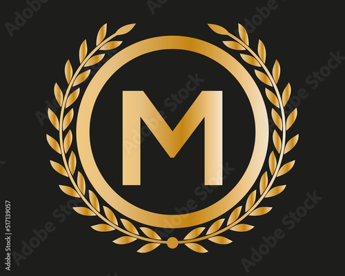 M Gold Letter Design Vector with Golden Luxury Colors and Monogram Design
