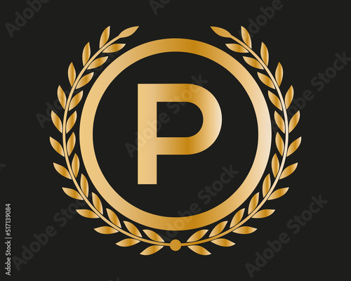P Gold Letter Design Vector with Golden Luxury Colors and Monogram Design