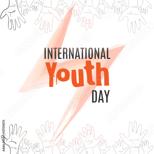 international youth day social media post template. International Youth Day Banner With power symbol