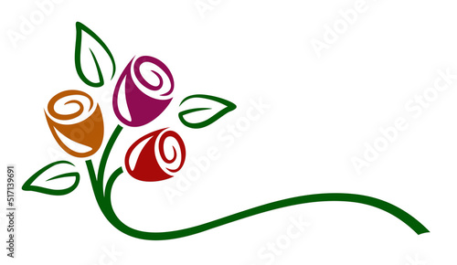 A symbol of bouquet stylized garden flowers.