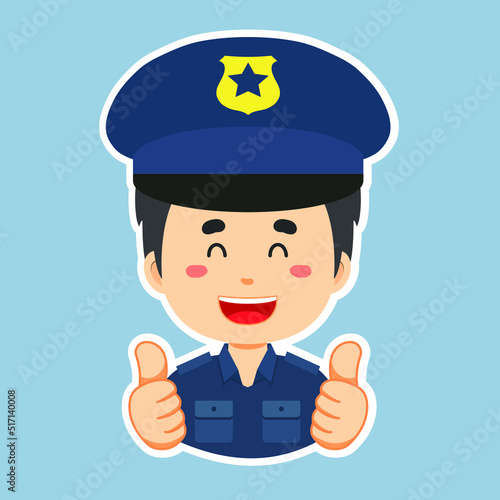 Happy Police Character Sticker