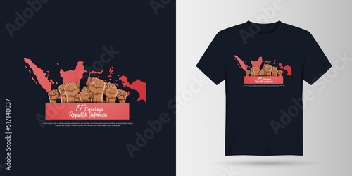 17 august Indonesia independence day with proclamation figure illustration tshirt design photo