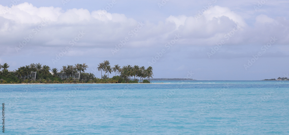 Maldives resort island with palm trees