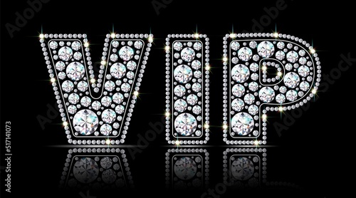 Word VIP made from sparkling diamonds vector