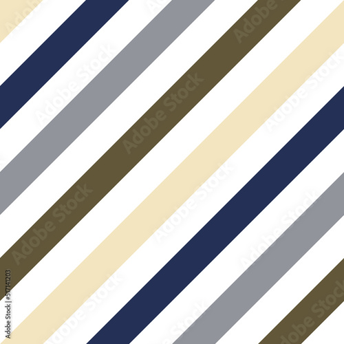 Pattern diagonal stripe seamless. Contrasting cream, blue, gray and olive green color on a white background.