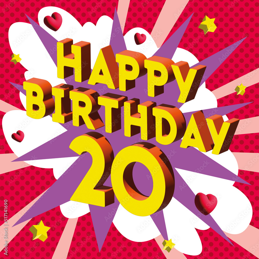 Carte Joyeux Anniversaire 20 ans 2023 4 Stock Vector Adobe Stock